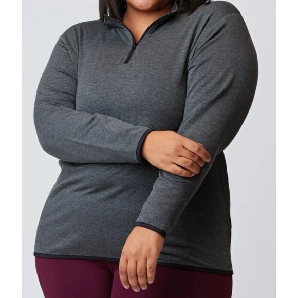 Threads 4 Thought Sweatshirt Small Gray 1/4 Zip Long Sleeve Feather Fleece NEW - Picture 2 of 13